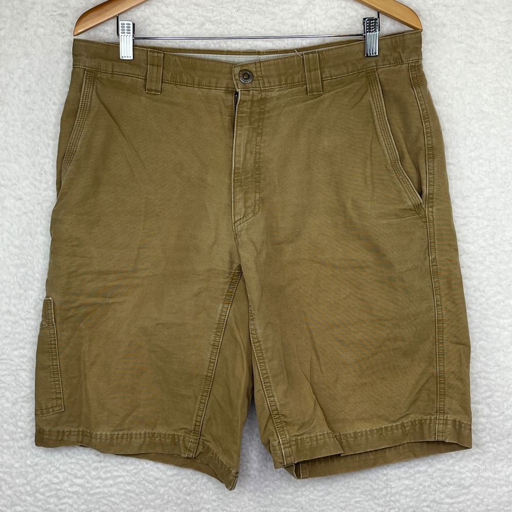 Columbia Mens Tan Topographic Print Cargo Shorts Size 34 Outdoor Hiking Casual